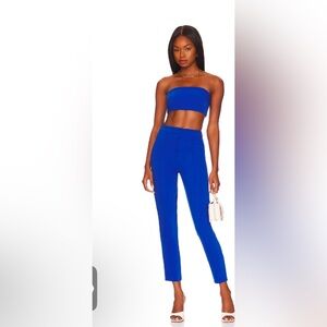 Superdown Blue Skinny High-Waisted Pants & Top Set